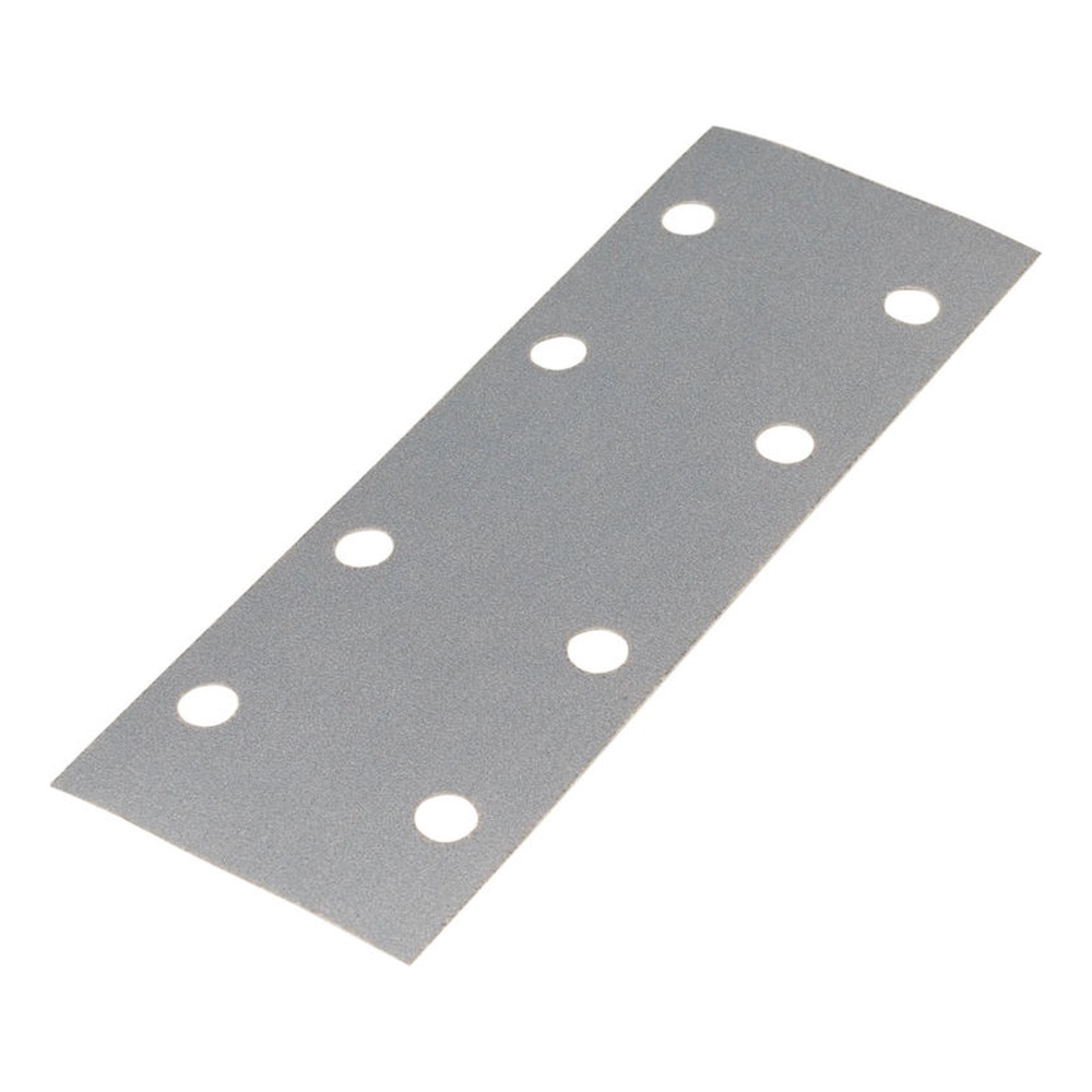Angled rectangular sanding sheet with eight holes
