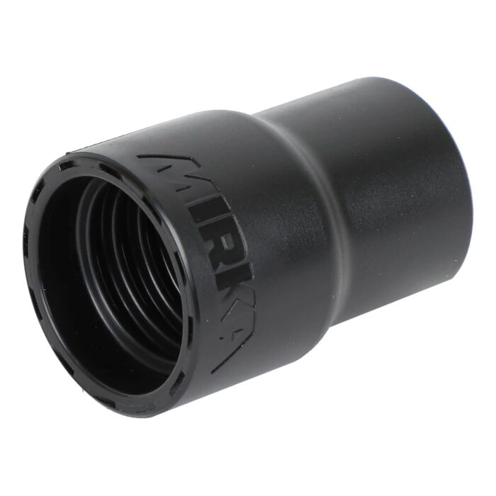 Black cylindrical connector with internal threads