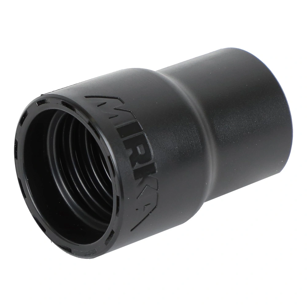 Black cylindrical connector with internal threads