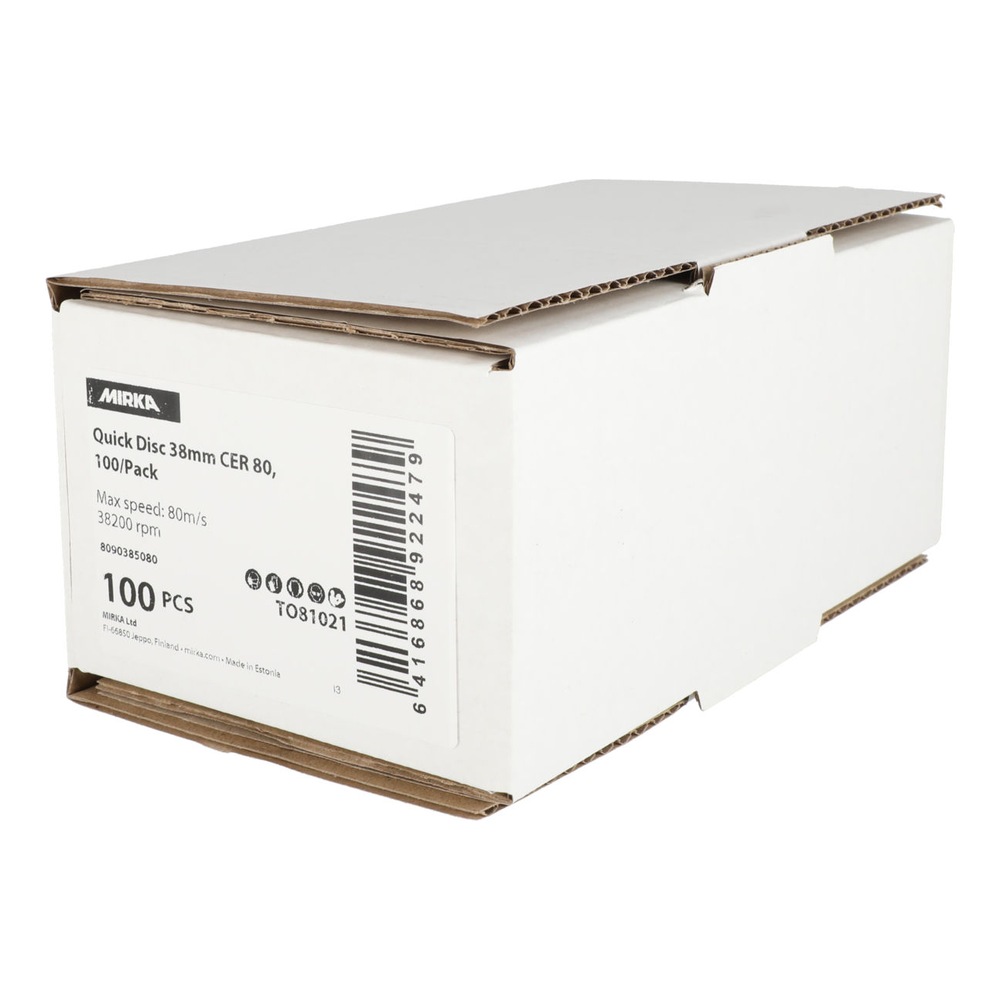 White cardboard box with Mirka label