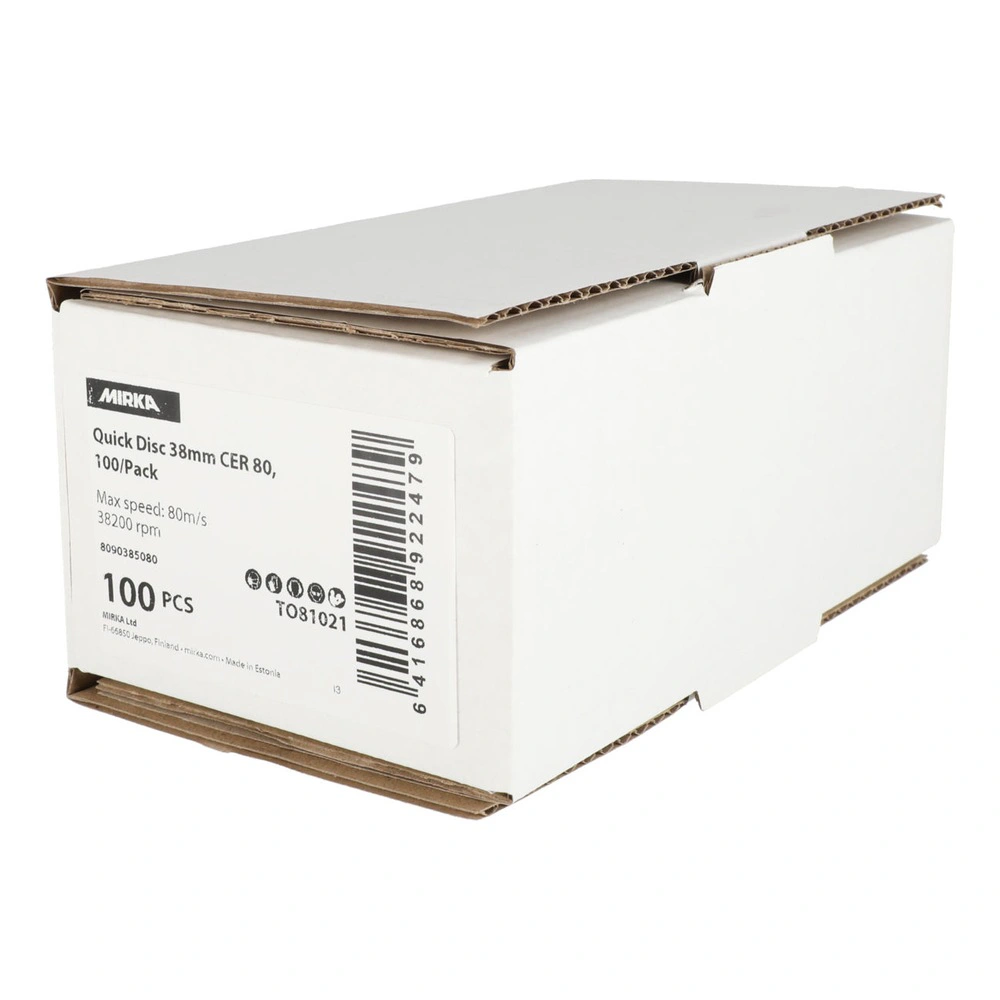 White cardboard box with Mirka label