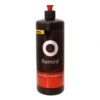 Black bottle with red cap, front view on white