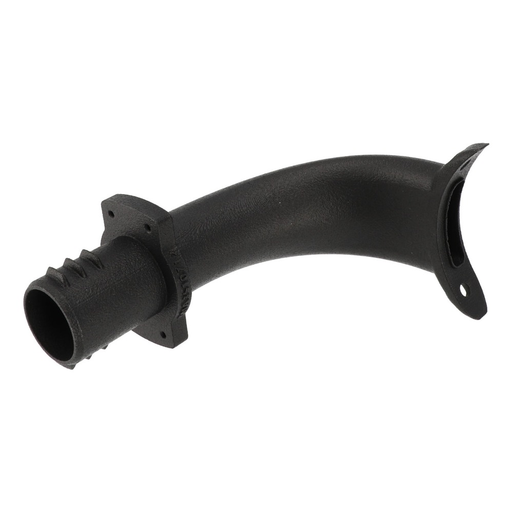 Black curved tubular accessory with mounting holes
