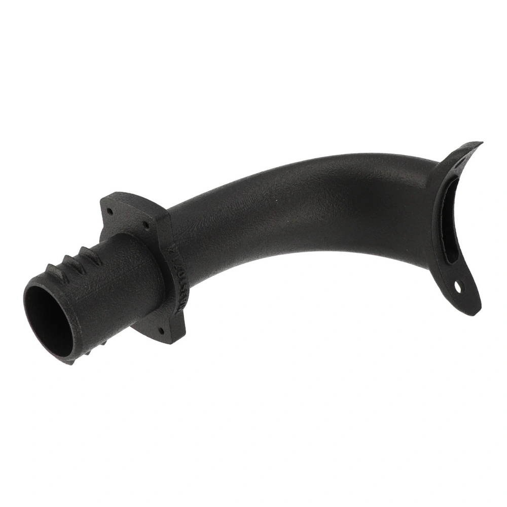 Black curved tubular accessory with mounting holes