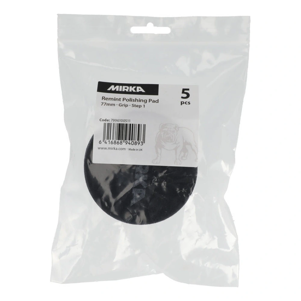 Clear plastic bag with label and black pad