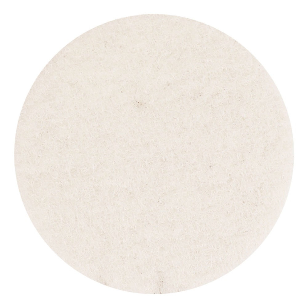 White round felt disc shown frontally