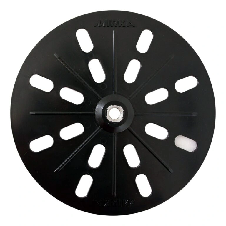 Black round sanding plate with sixteen holes