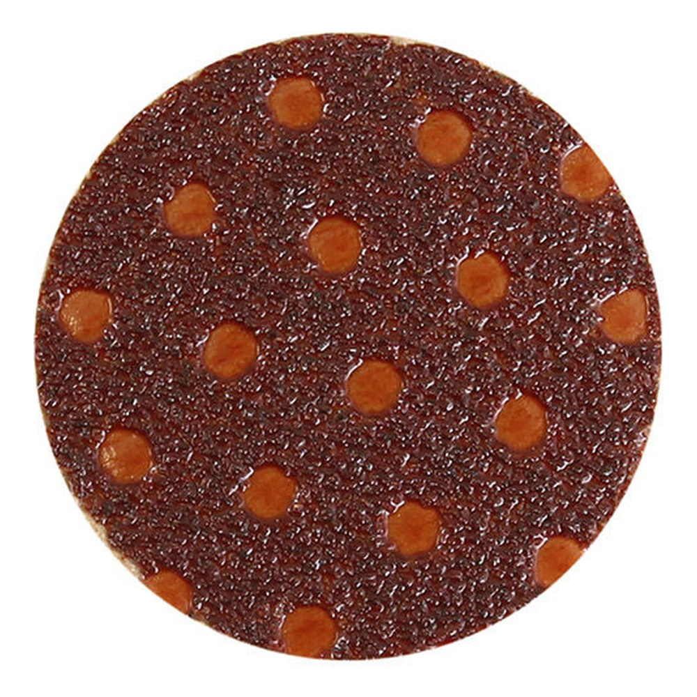 Close-up of brown dotted circular sanding disc
