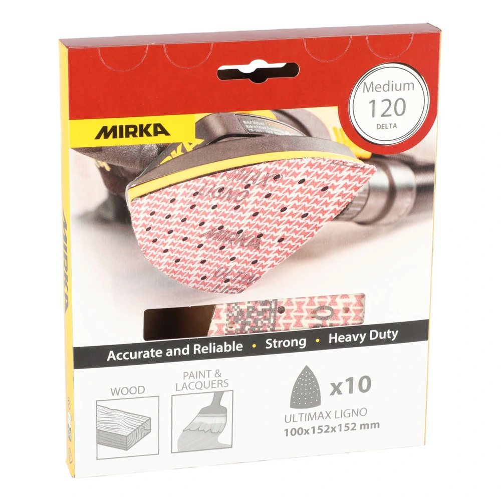 Triangular sanding sheet package with 120 grit
