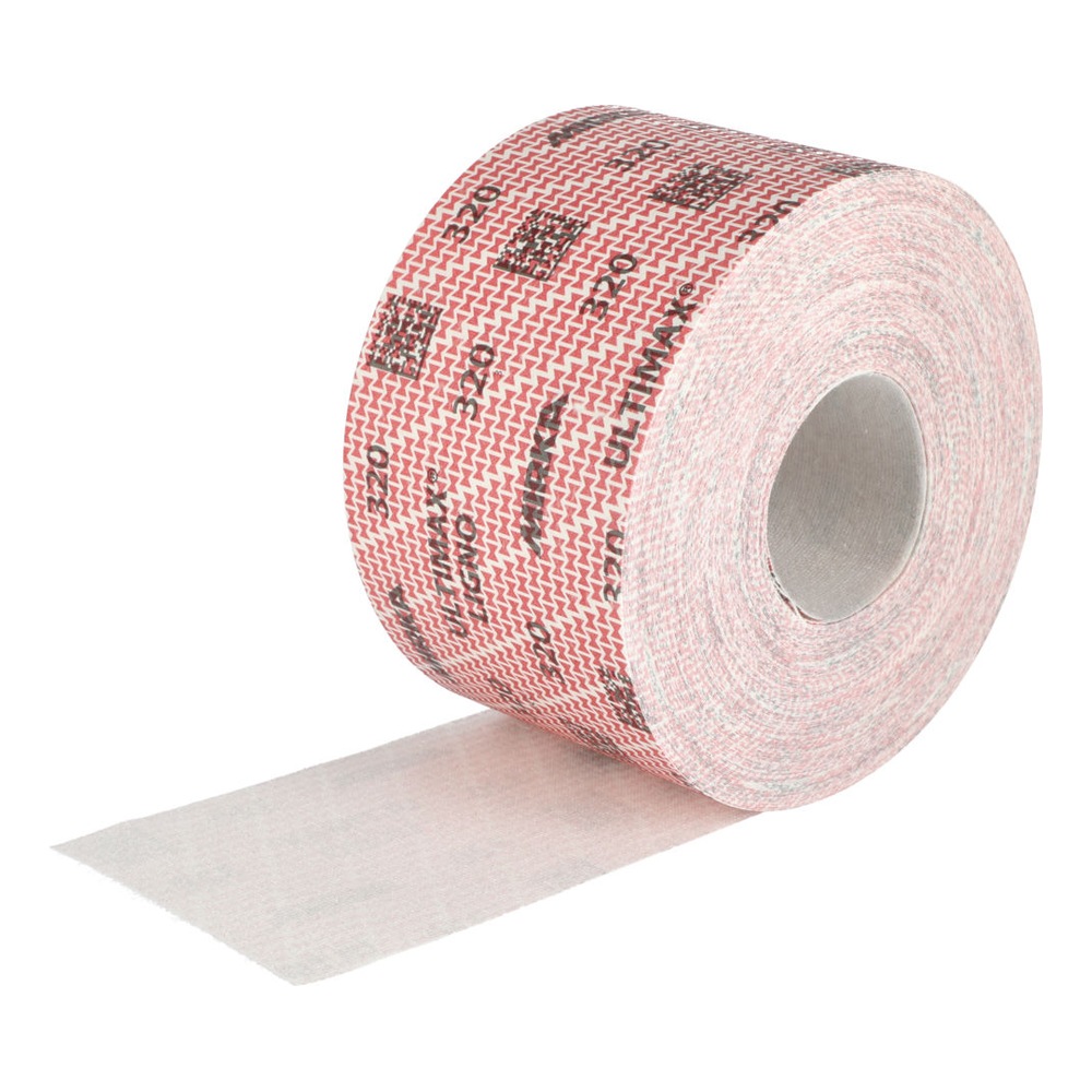 גליל ליטוש אדום נטוי על רקע לבן - Red sanding roll tilted on white background