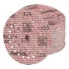 Stack of red-and-white sanding discs, front view