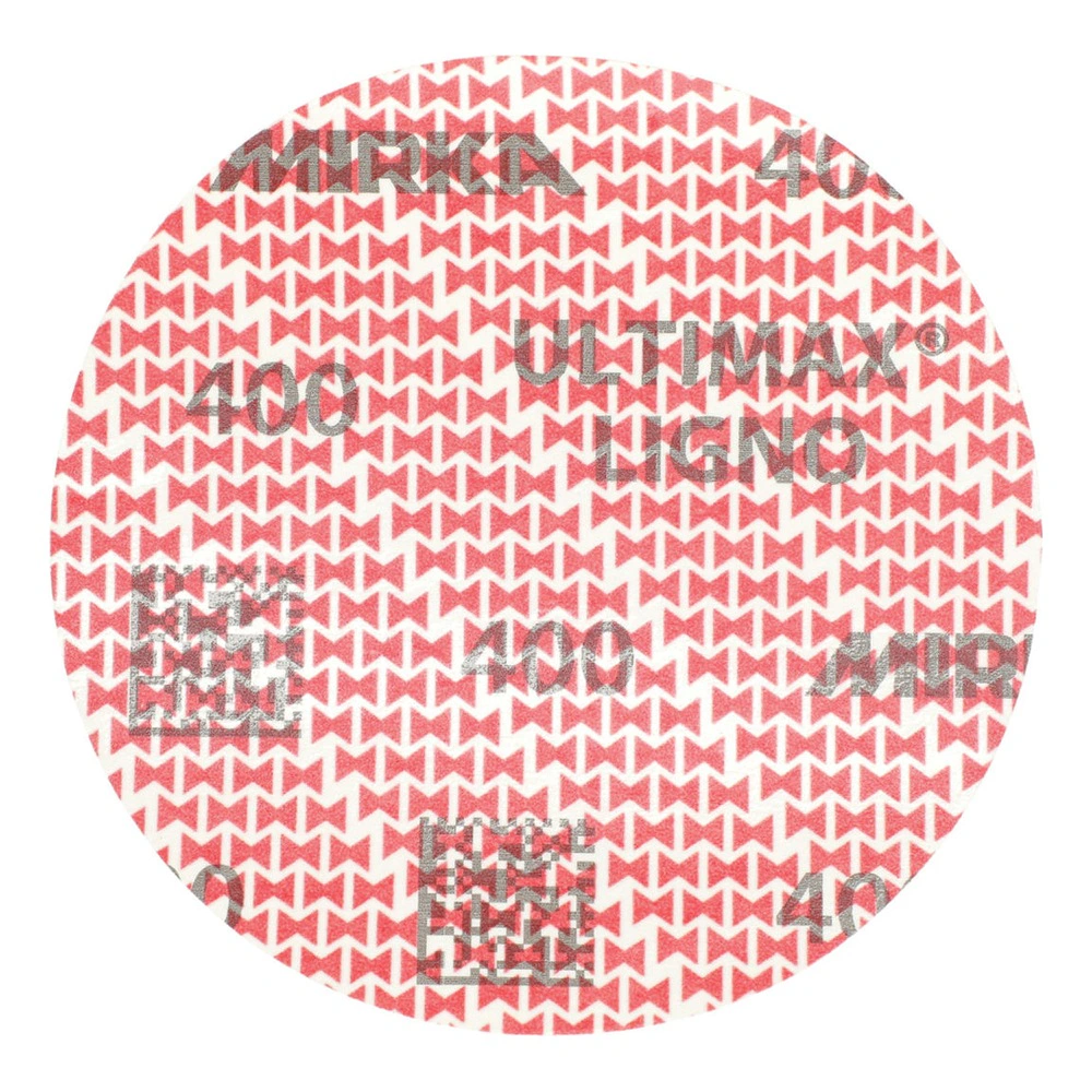 Round red sanding disc with white pattern