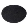 Black oval disc, shown close-up on white