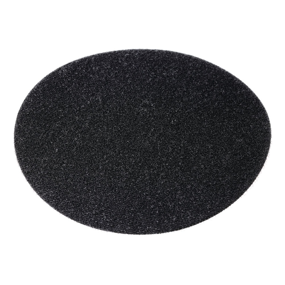 Black oval disc, shown close-up on white