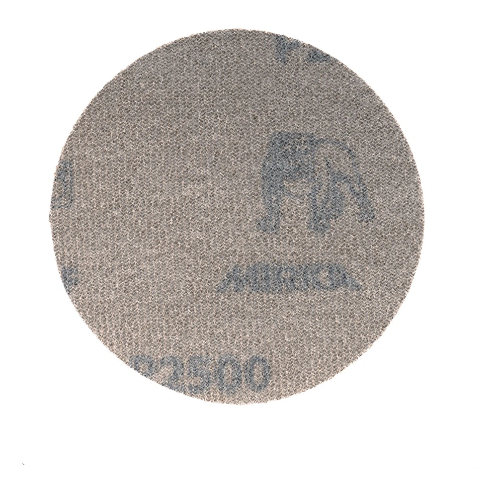 Gray disc with blue printing, front view