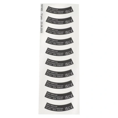 צילום מוצר של ערכת תווית דגם אחד באריזה - Product view of Type Label kit, DEROS II