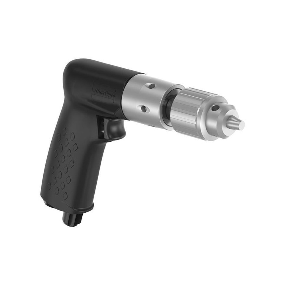 Black-silver pneumatic drill, angled right view