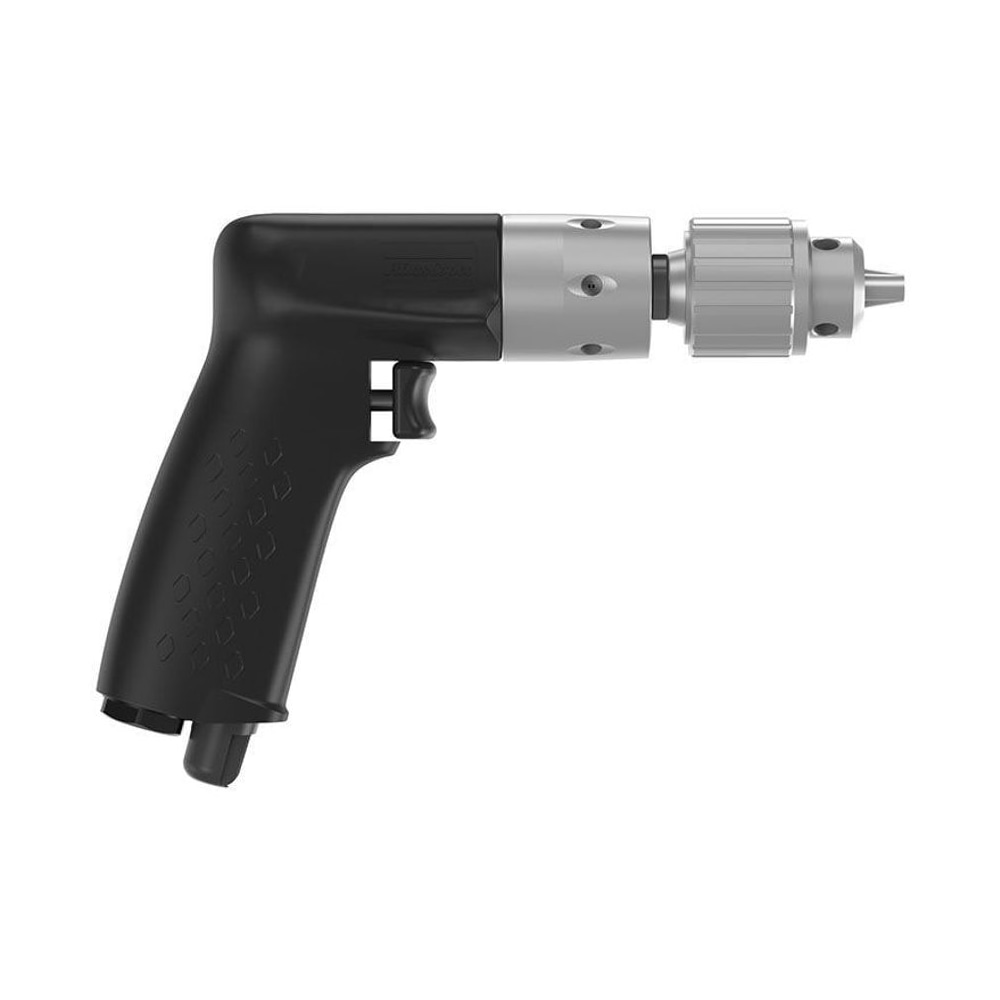 Black-silver pneumatic drill, left side view