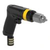Black-yellow pistol drill, front angled view of chuck