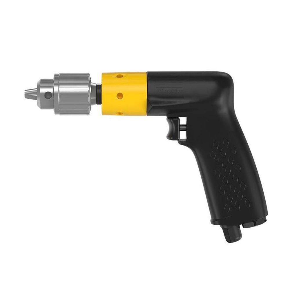 Pistol-grip pneumatic drill, side view with front chuck