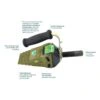 Wedge tool with black handle and callout text