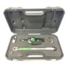 Open case with metal tool and accessories