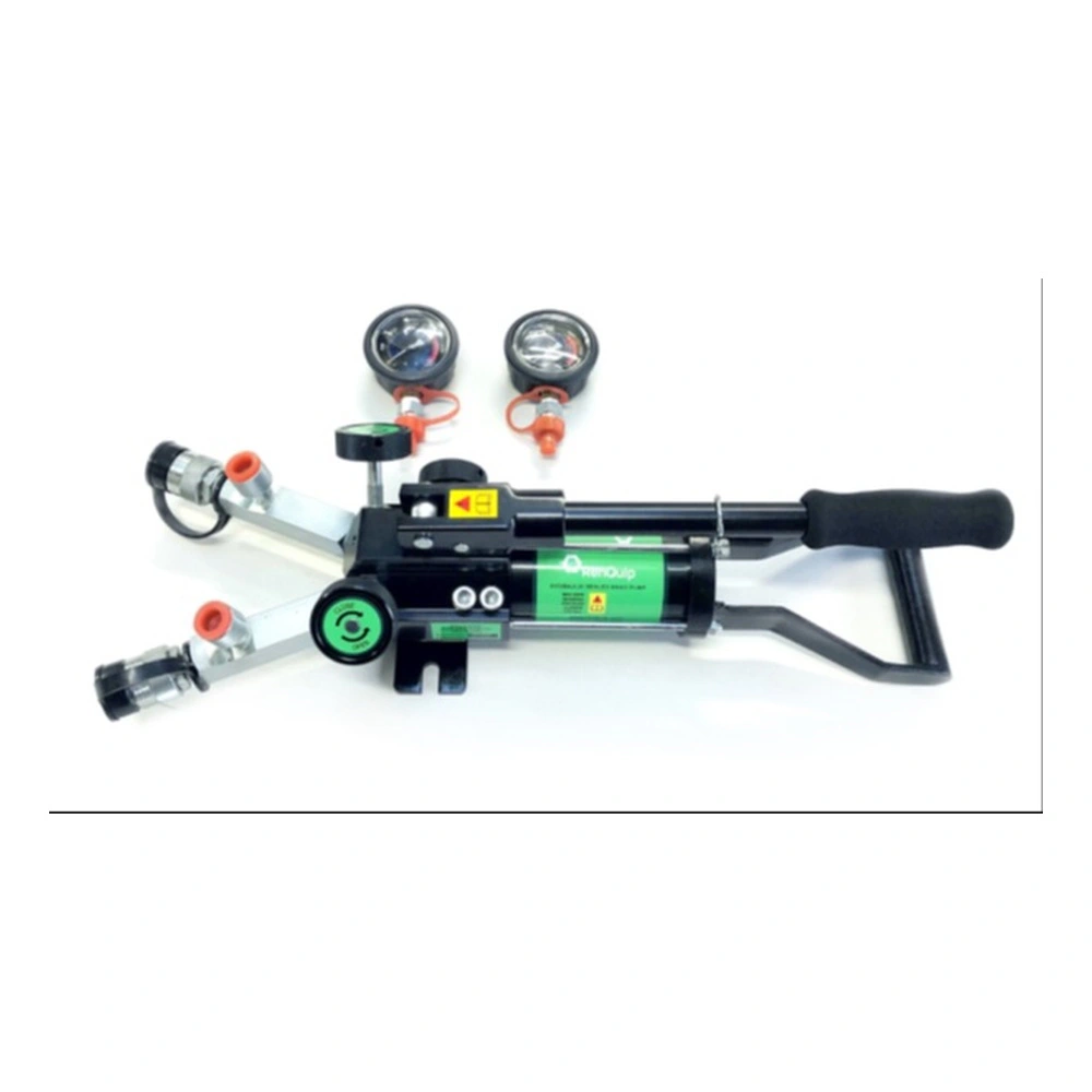 משאבה הידראולית ידנית עם שני מדי לחץ - Manual hydraulic pump with two pressure gauges