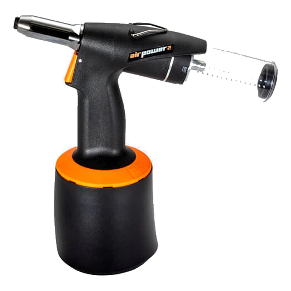 מבט צדדי של כלי סמרור פנאומטי שחור-כתום