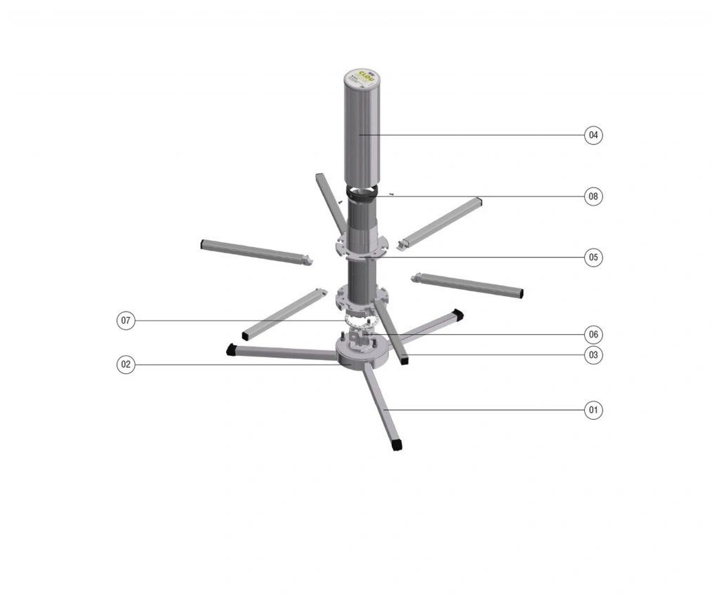 תרשים מפורק של גרסת מתקן דקה - Exploded diagram of a slim stand version