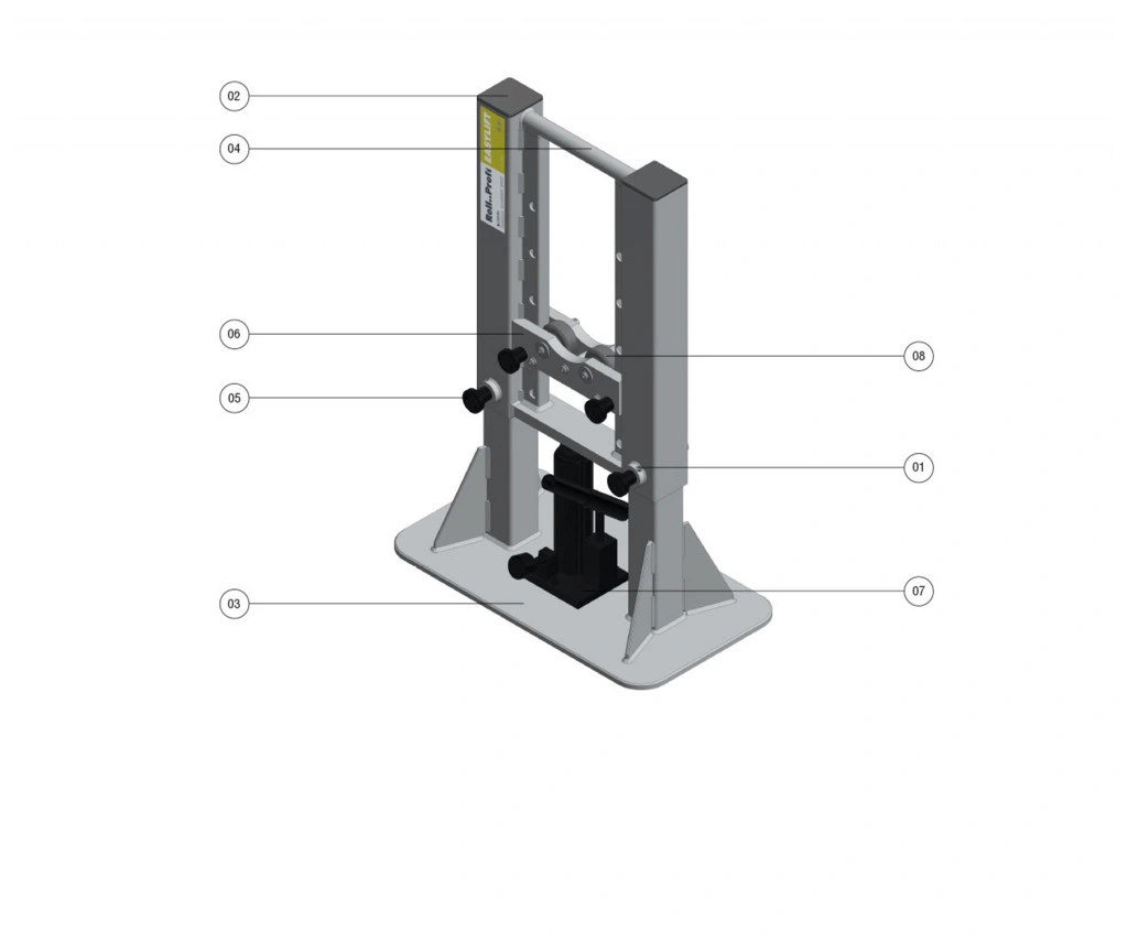 תרשים מכני של מתקן הרמה עם סימונים - Mechanical diagram of a lifting jack with labels