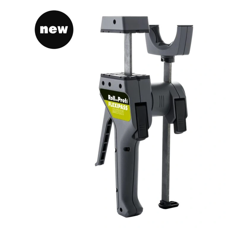 Gray tool with open jaws and new badge