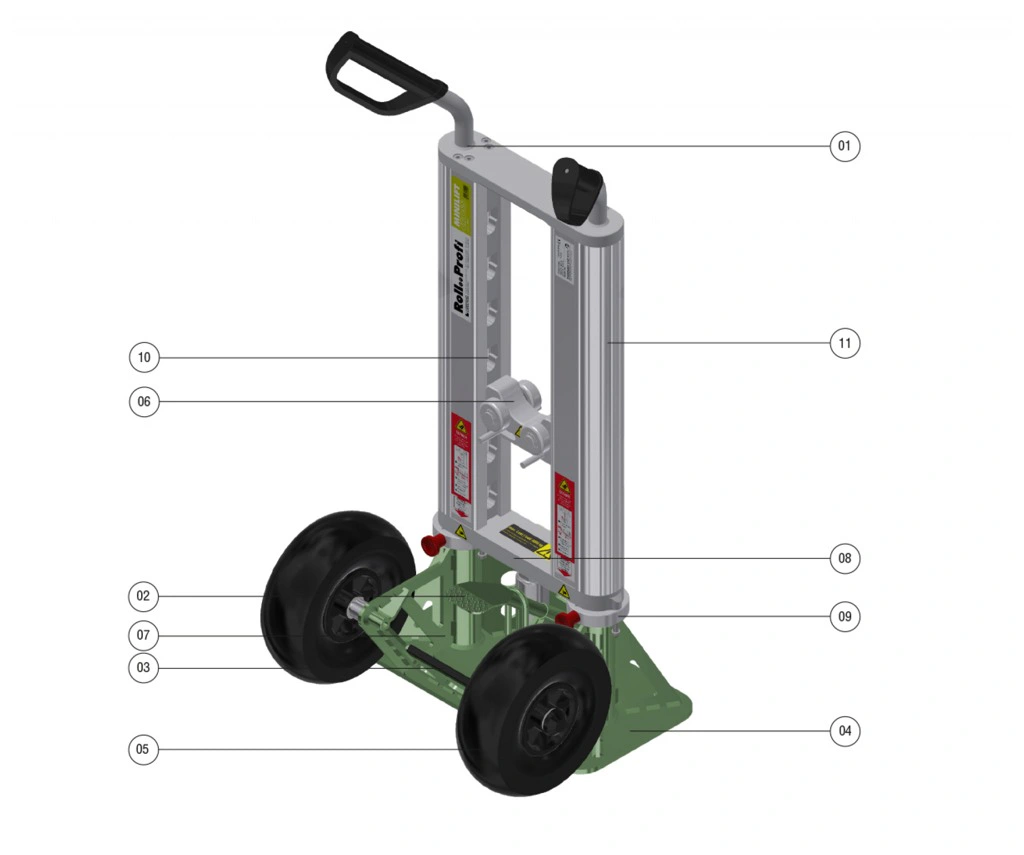 איור טכני של מתקן הרמה עם תומכי גלגלים - Technical drawing of lifting jack with wheel supports
