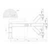 שרטוט מידות של מעטפת העבודה בדגמי Roscamat 400 ו־400 VH - Dimensioned working-area diagram for the Roscamat 400 and 400 VH