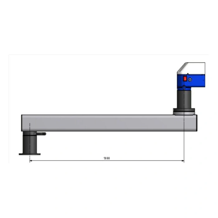 שרטוט של הארכת זרוע Roscamat באורך מטר אחד - One-metre Roscamat tapping-arm extension shown in a technical drawing