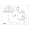 שרטוט מידות של מעטפת העבודה במכונת Roscamat Shark - Dimensioned working-area diagram for the Roscamat Shark