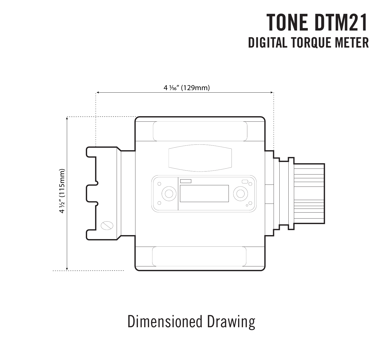 שרטוט ממד צדדי עם מידות מסומנות - Side dimensioned drawing with marked measurements