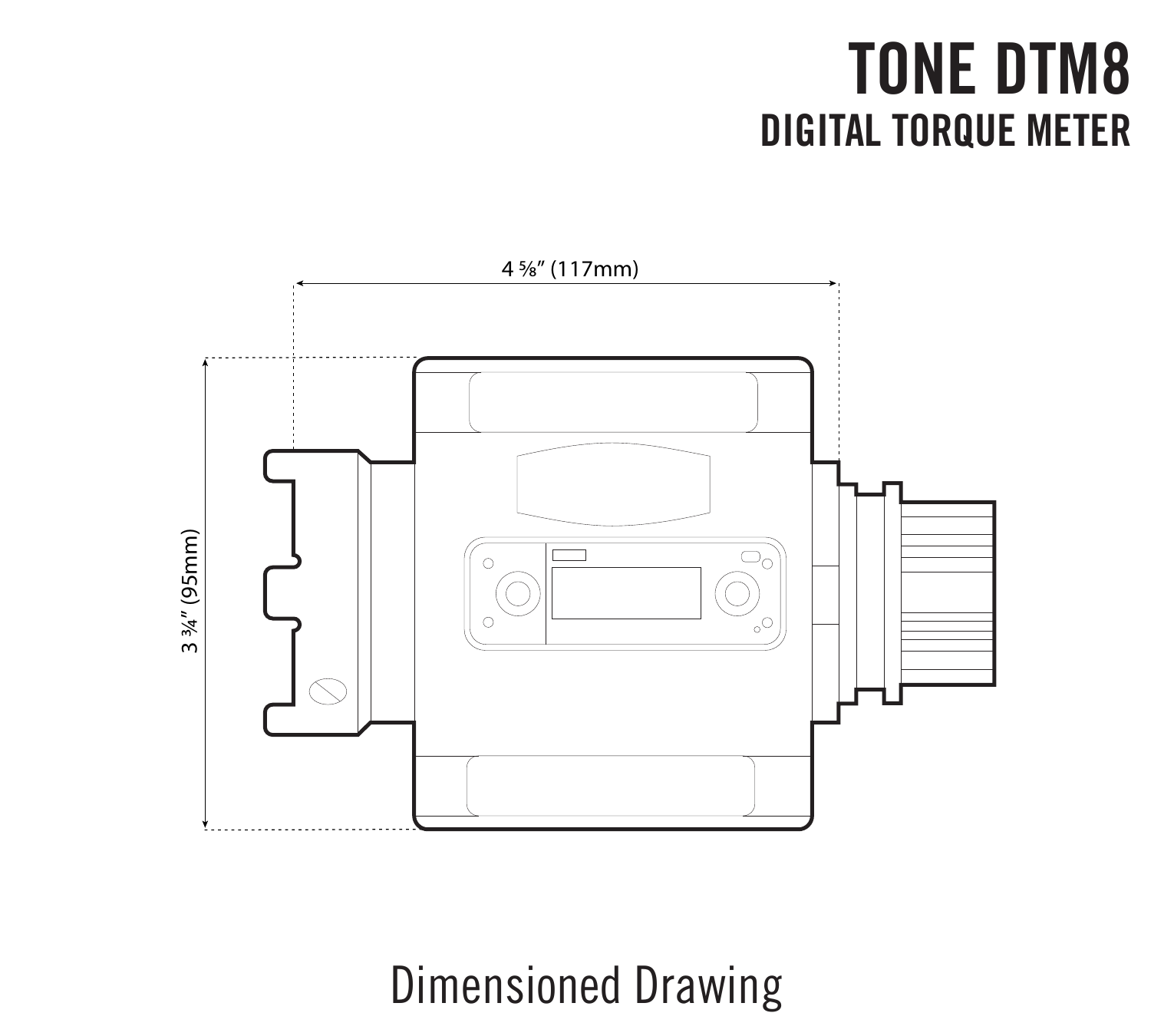 שרטוט ממדים של מד מומנט נוסף - Dimensioned drawing of another torque meter