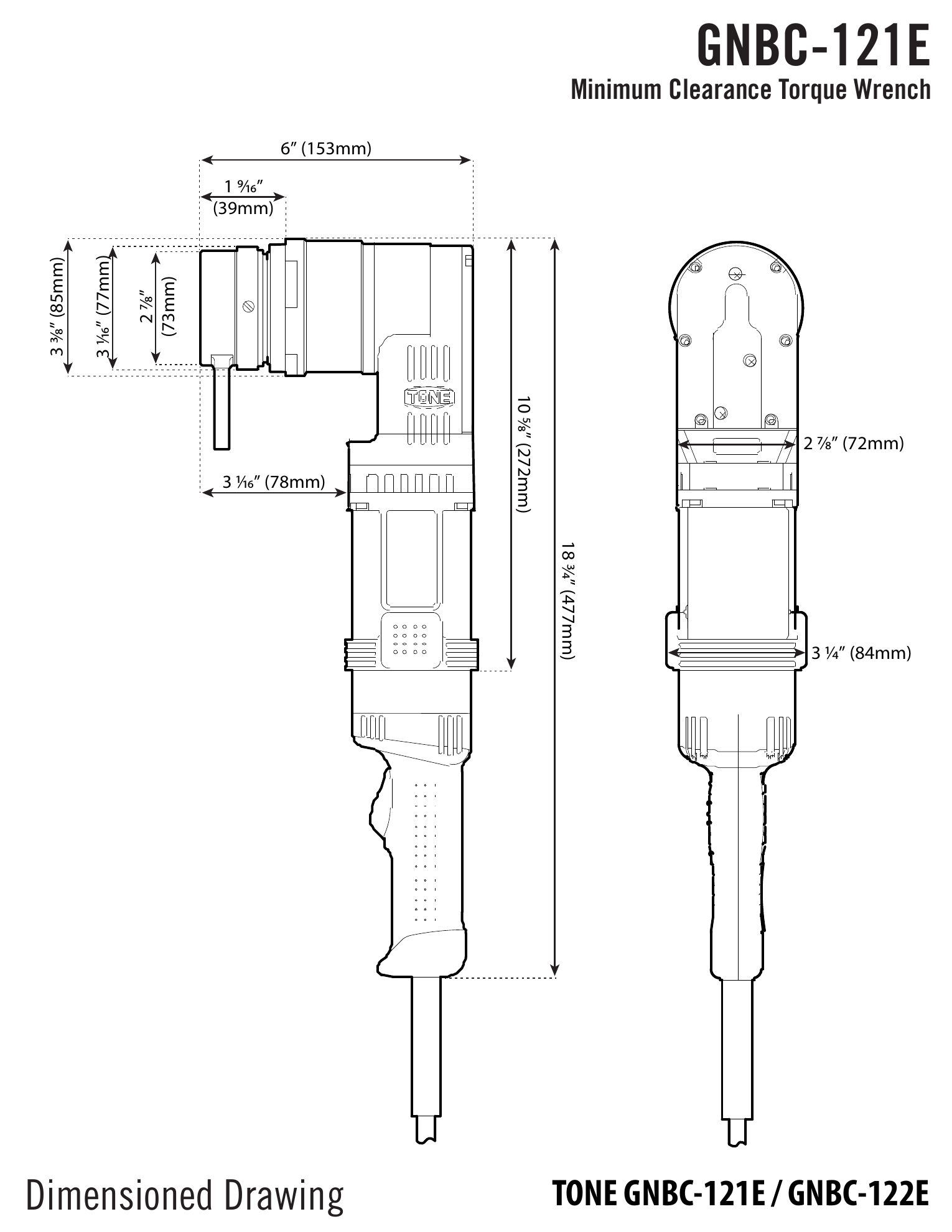 TONE GNBC-121E Minimal Clearance Torque Wrench