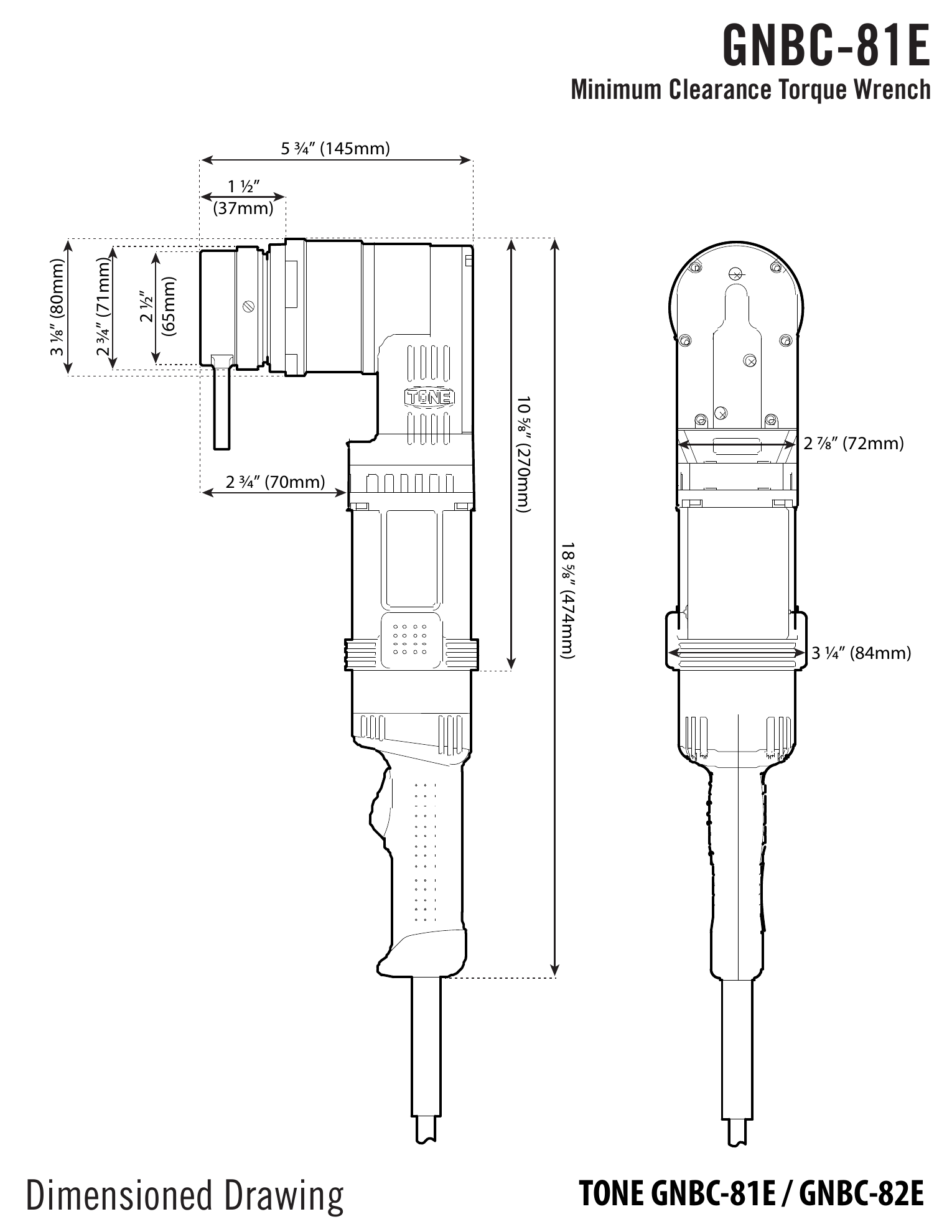 TONE GNBC-81E Minimal Clearance Torque Wrench