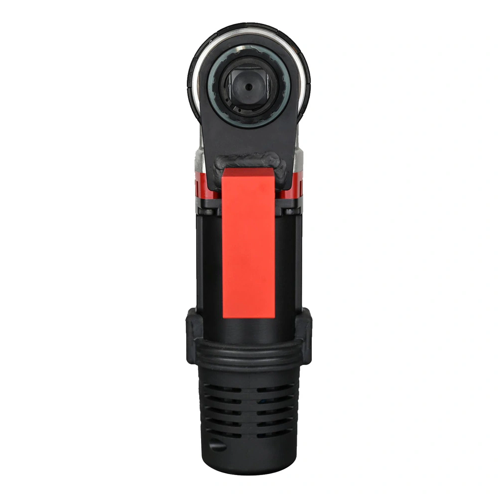 מבט קדמי על ראש מפתח ומעטפת שחורה-אדומה - Front view of wrench head, black-red housing