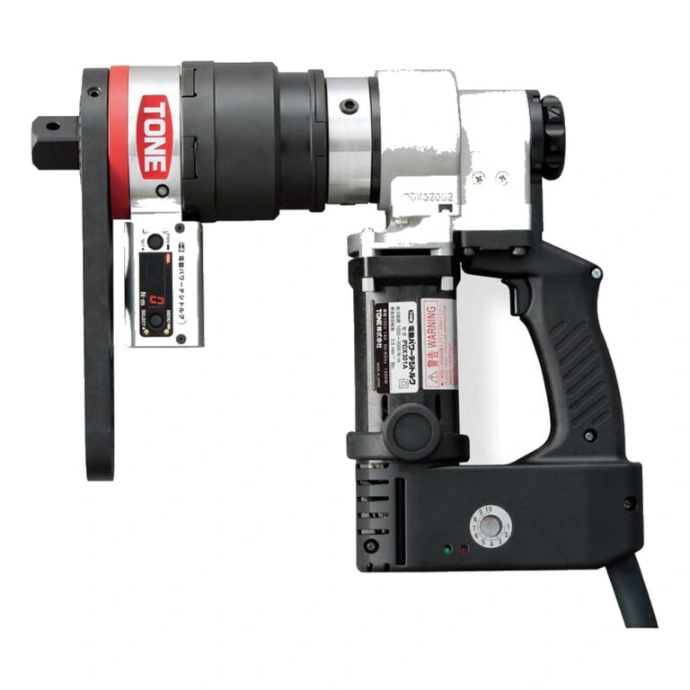 מבט צדדי של מפתח מומנט חשמלי עם תצוגה - Side view of electric torque wrench with display