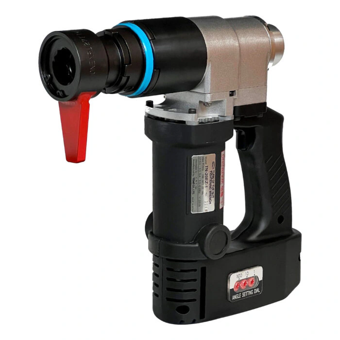 מפתח חשמלי שחור-כסוף עם ידית אדומה - Black-silver electric wrench with red lever handle