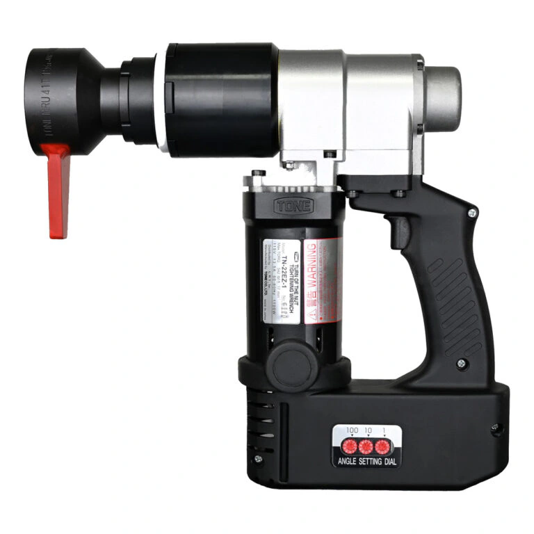 מפתח חשמלי שחור-כסוף עם ידית אדומה - Black-silver electric wrench with red lever handle