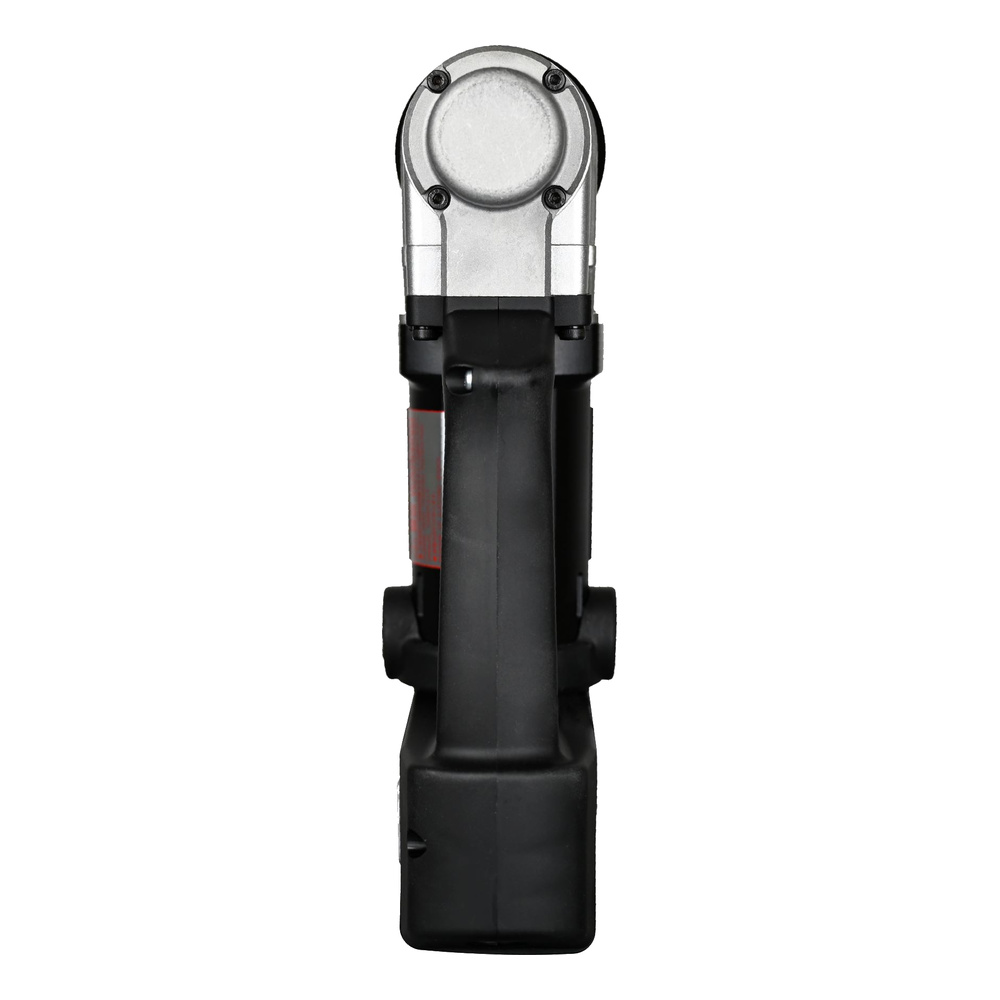 מבט אחורי של מפתח שחור-כסוף אנכי - Rear view of upright black-silver wrench