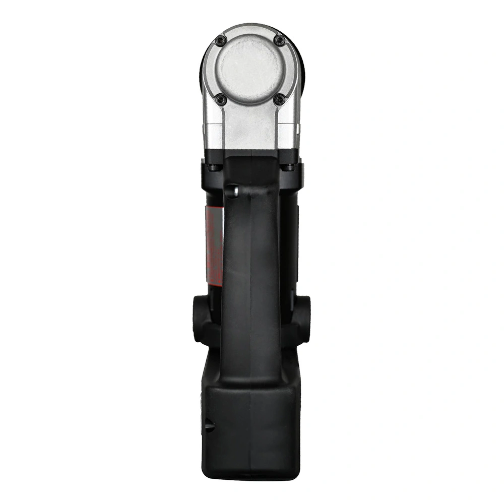 מבט אחורי של מפתח שחור-כסוף אנכי - Rear view of upright black-silver wrench