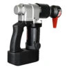 כלי יד שחור-כסוף עם ידית אדומה, מבט צד - Black-silver hand tool with red lever, side view