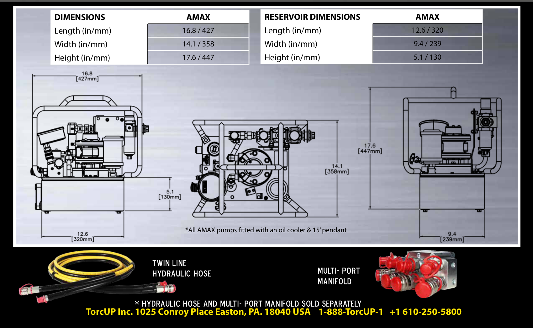 עמוד מפרט עם שרטוטי משאבה ומידות - Specification page with pump drawings and dimensions