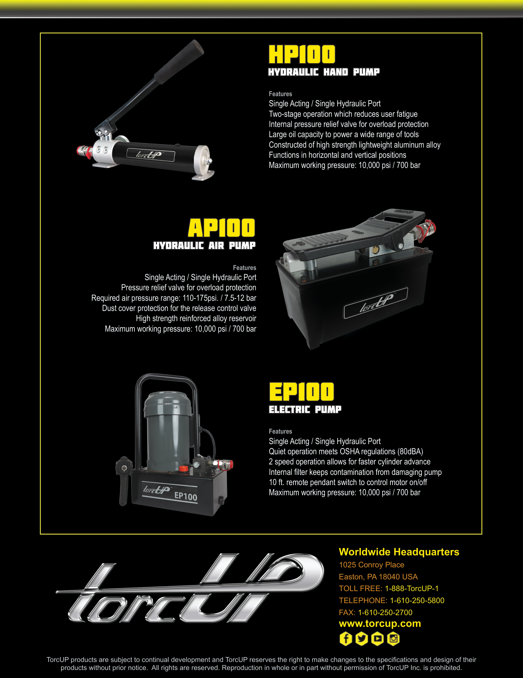 דף מפרט עם משאבות יד, אוויר וחשמל - Specification page with hand, air, and electric pumps
