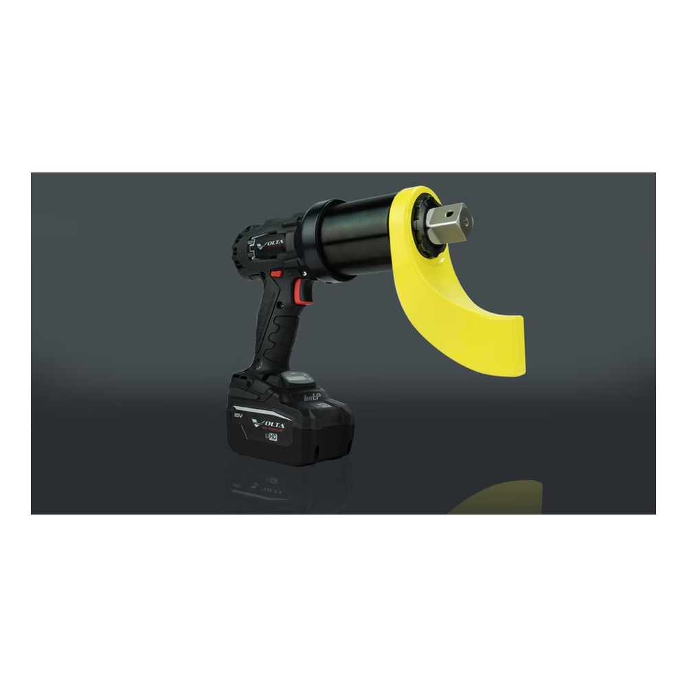 Cordless torque wrench angled, battery attached