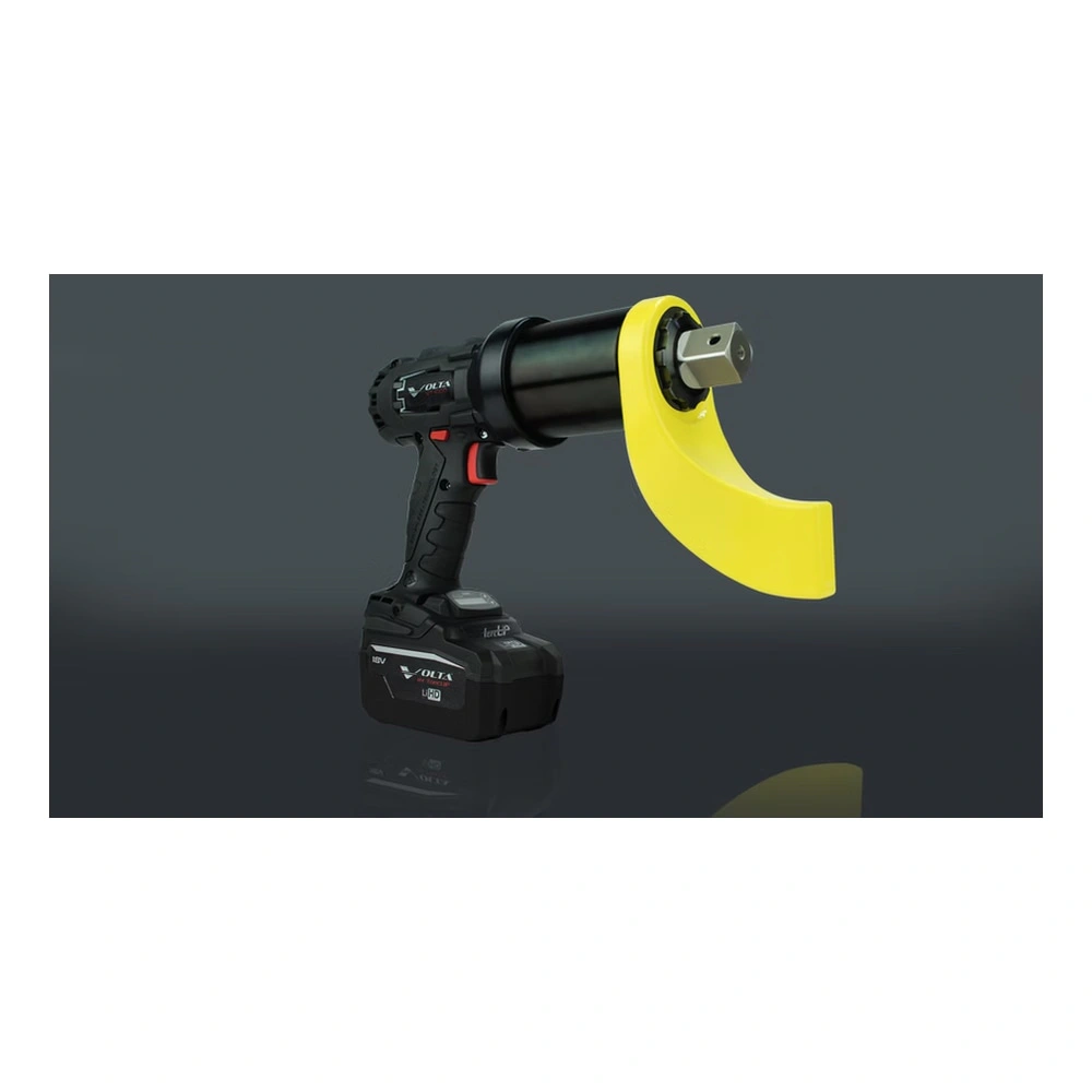 Cordless torque wrench angled, battery attached